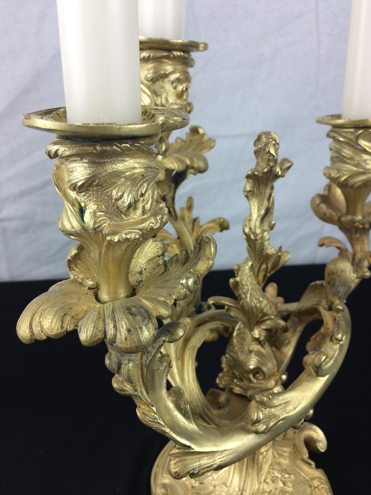 Pair of 19th Century French Gilt Bronze Candelabras, Louis XVI Style — detail 9