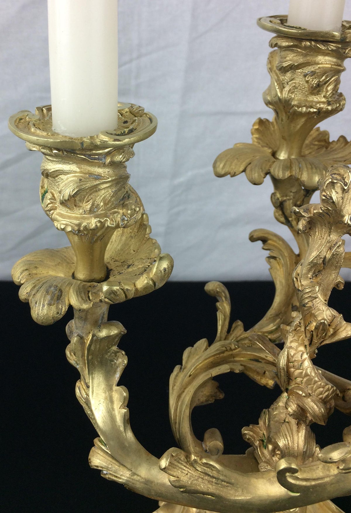 Pair of 19th Century French Gilt Bronze Candelabras, Louis XVI Style — detail 6