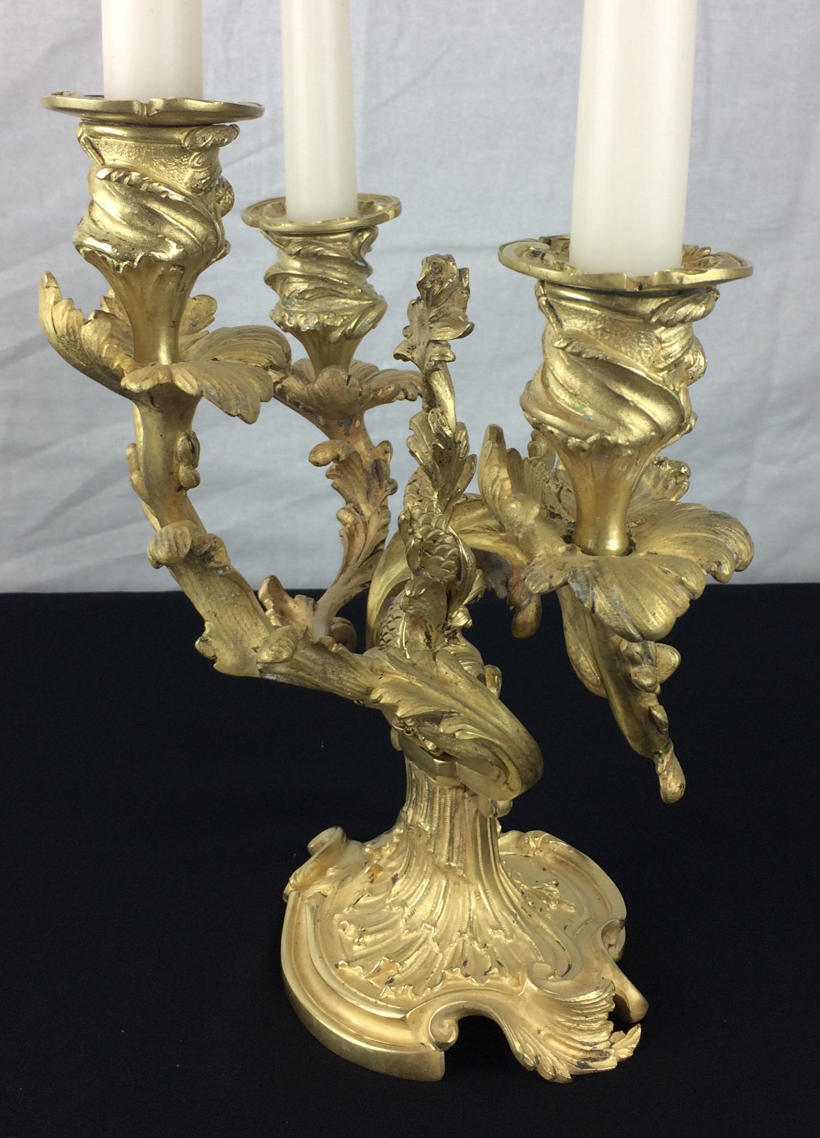 Pair of 19th Century French Gilt Bronze Candelabras, Louis XVI Style — detail 3