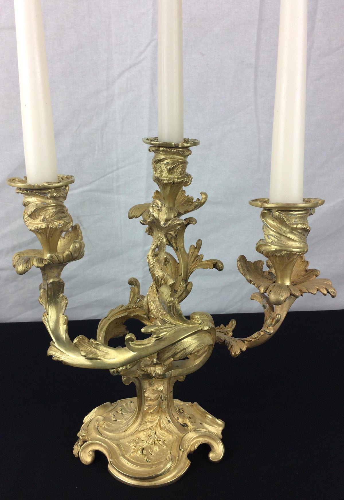 Pair of 19th Century French Gilt Bronze Candelabras, Louis XVI Style — detail 2
