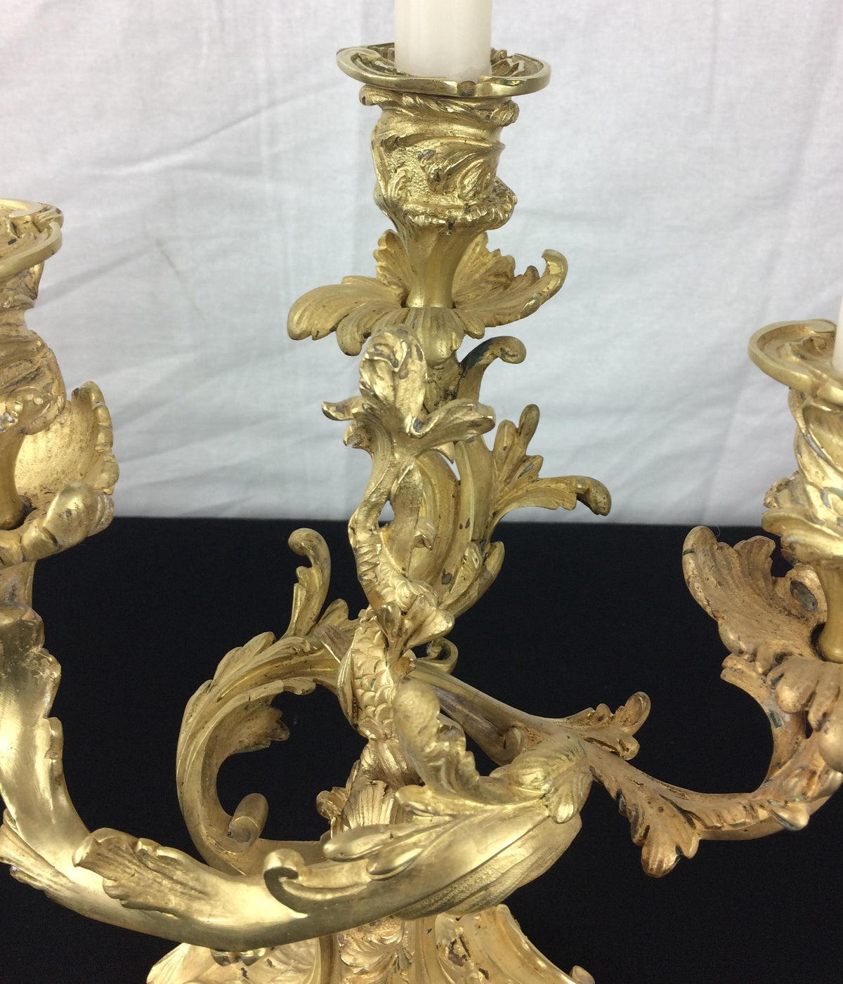 Pair of 19th Century French Gilt Bronze Candelabras, Louis XVI Style — detail 5