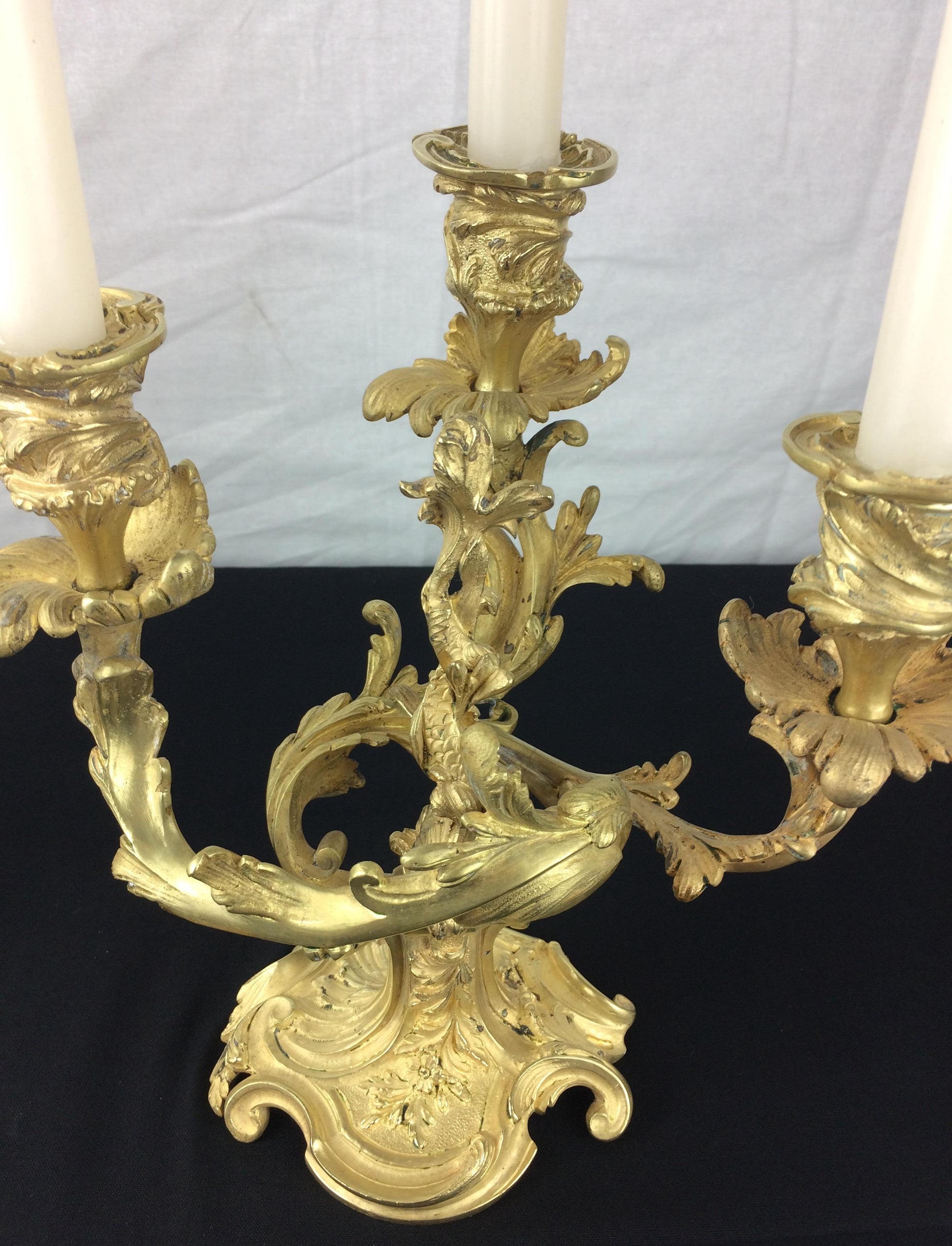Pair of 19th Century French Gilt Bronze Candelabras, Louis XVI Style — detail 12
