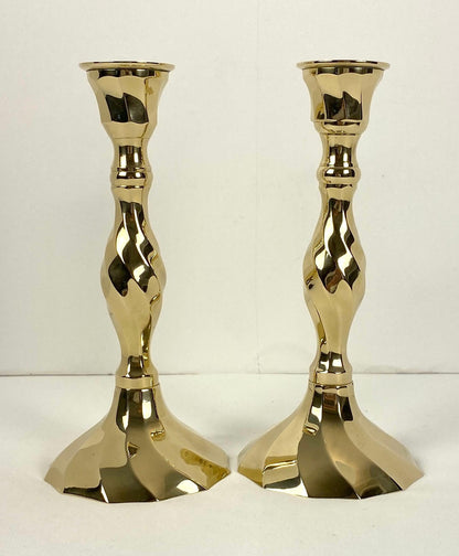 Modern Brass Candlesticks in Original Velvet Covered Box — detail 3