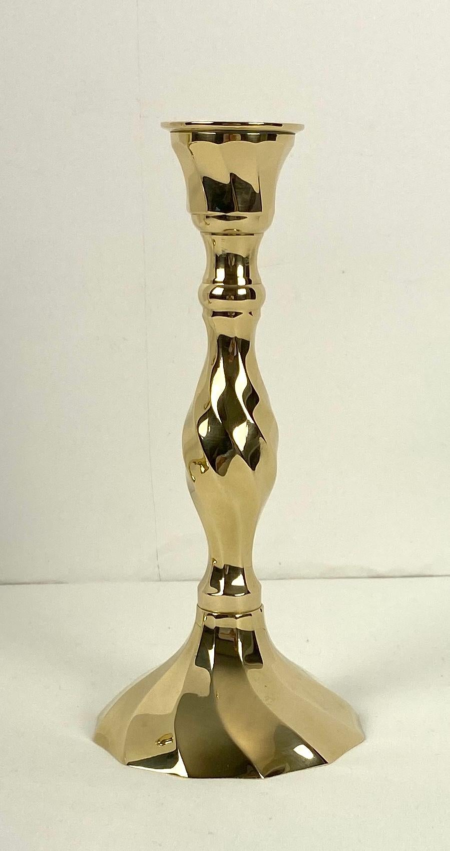 Modern Brass Candlesticks in Original Velvet Covered Box — detail 4