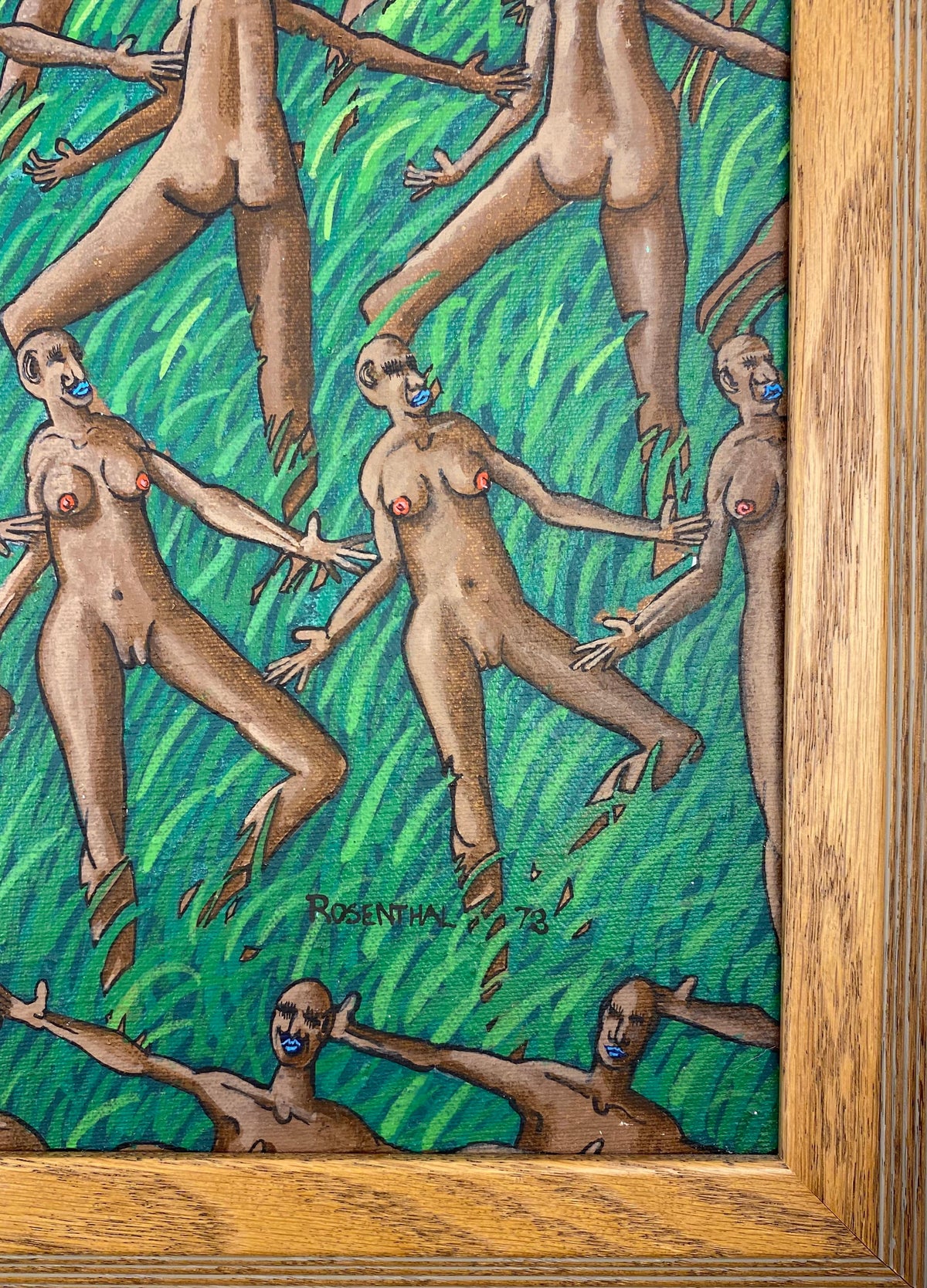 Erotic Nude Oil on Canvas Painting Attrib. to Mark Rosenthal — detail 4