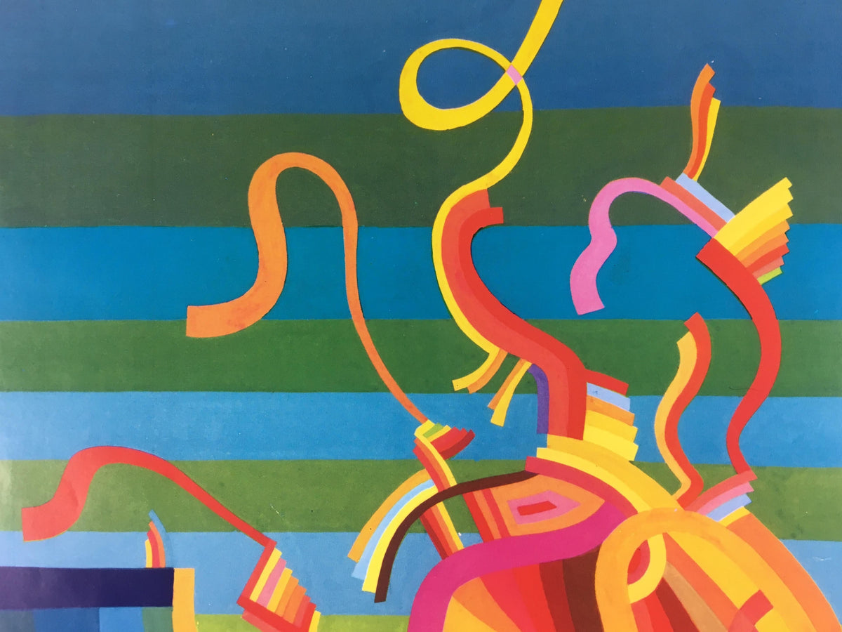 Original Midcentury Abstract Art Exhibition Poster, Signed Rosso Dated 1975 — detail 7