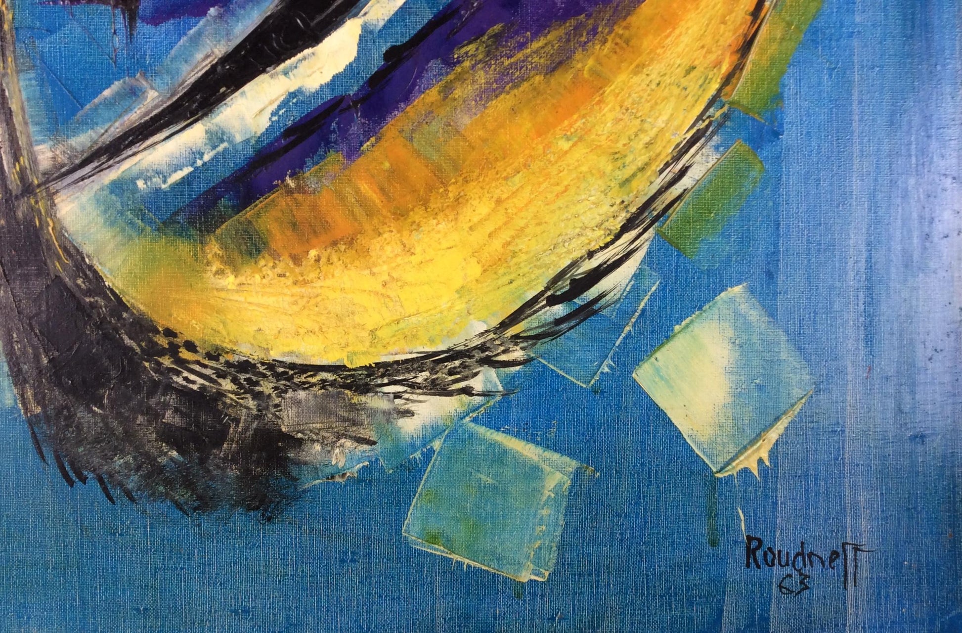 Original 20th Century Figurative Painting by French Artist Roudneff, Dated 1963 — detail 5