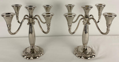 Pair of Art Deco Style Silver Plated Candelabras by Royal Gallery — detail 6