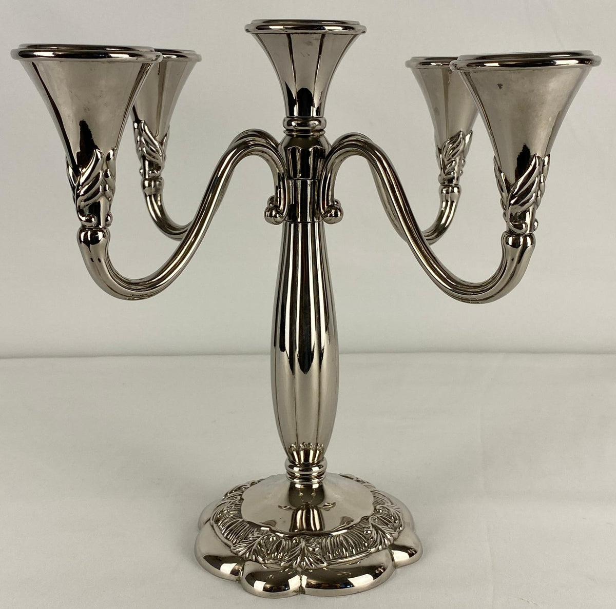Pair of Art Deco Style Silver Plated Candelabras by Royal Gallery — detail 7