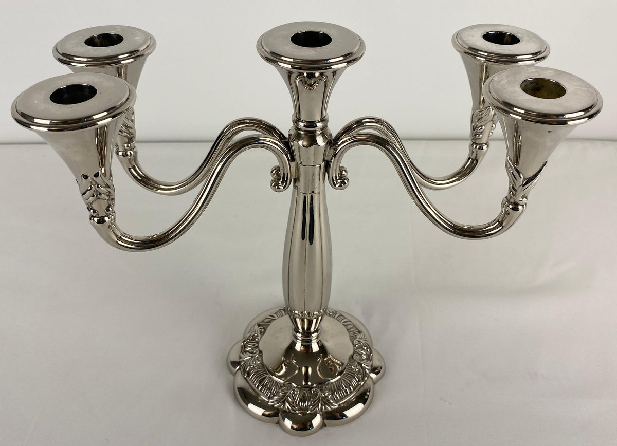 Pair of Art Deco Style Silver Plated Candelabras by Royal Gallery — detail 8