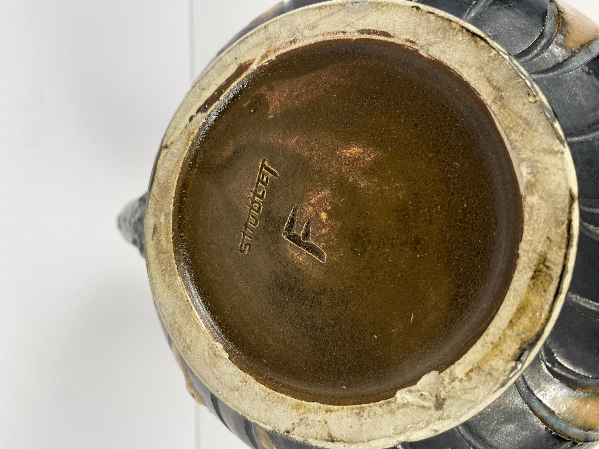 Art Deco Style Ceramic Vase, Early 20th Century Art Pottery Vessel by S. Hublet — detail 2
