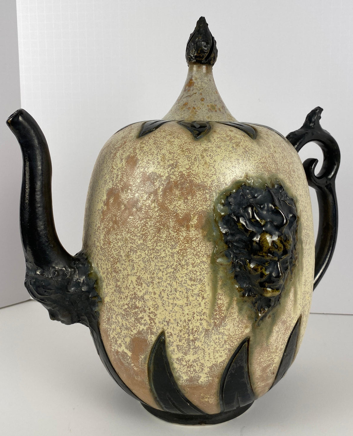 Art Deco Style Ceramic Vase, Early 20th Century Art Pottery Vessel by S. Hublet — detail 8