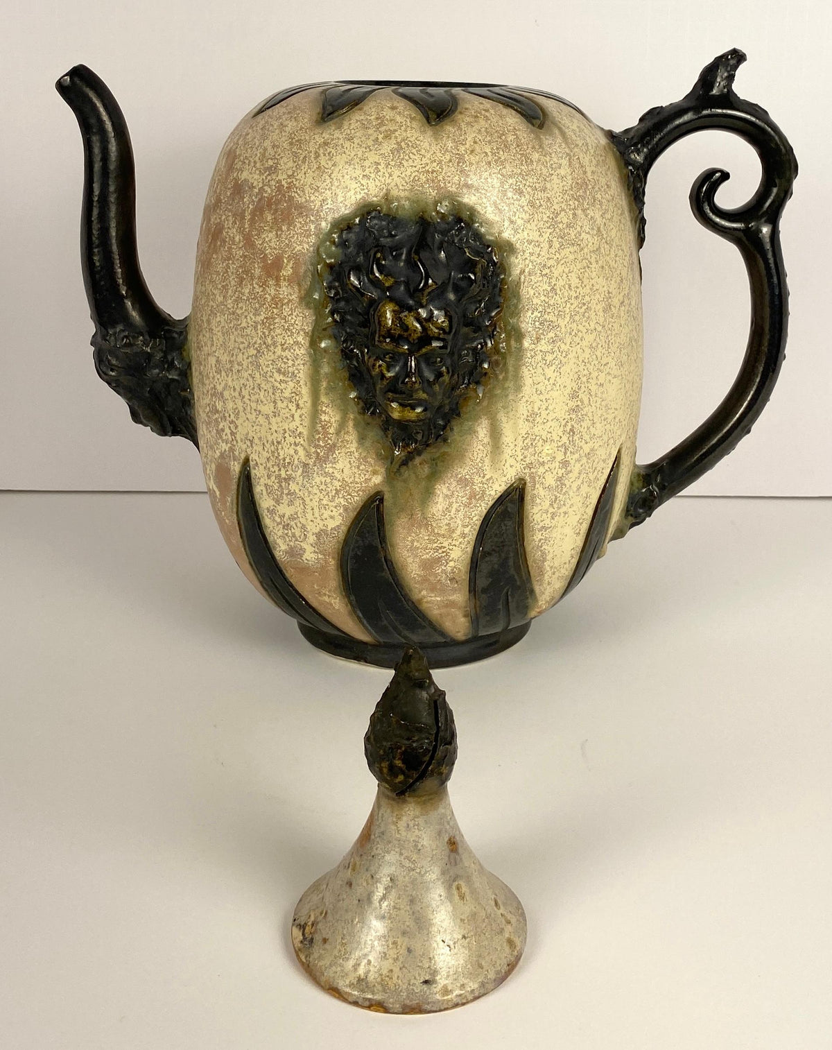 Art Deco Style Ceramic Vase, Early 20th Century Art Pottery Vessel by S. Hublet — detail 3
