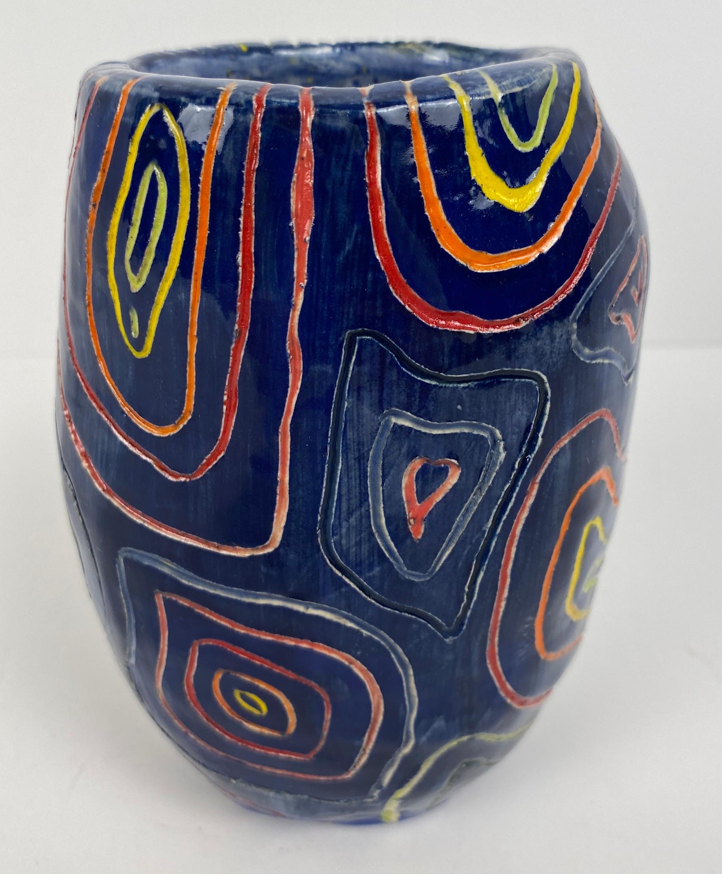 Abstract Ceramic Studio Pottery Vase signed S. Leighton — detail 5
