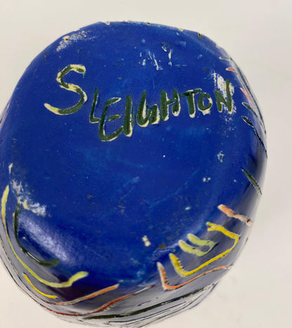 Abstract Ceramic Studio Pottery Vase signed S. Leighton — detail 2