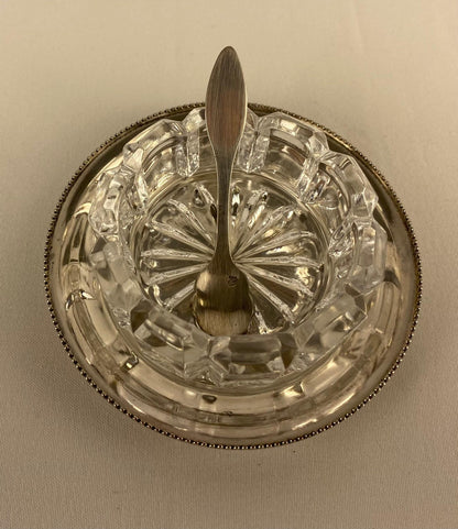 Art Deco Style Set of 2 Crystal Salt and Pepper Serving Dishes by Saglier France — detail 6