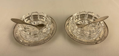 Art Deco Style Set of 2 Crystal Salt and Pepper Serving Dishes by Saglier France — detail 5
