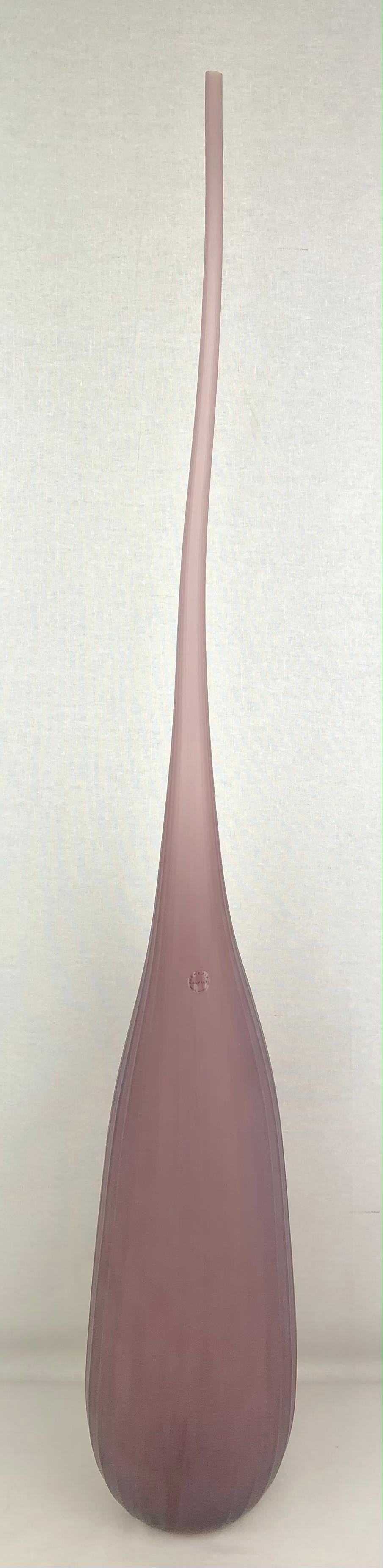 Large Salviati Murano Aria Vase by Renzo Stellon in Amethyst Glass Mouth Blown — detail 4