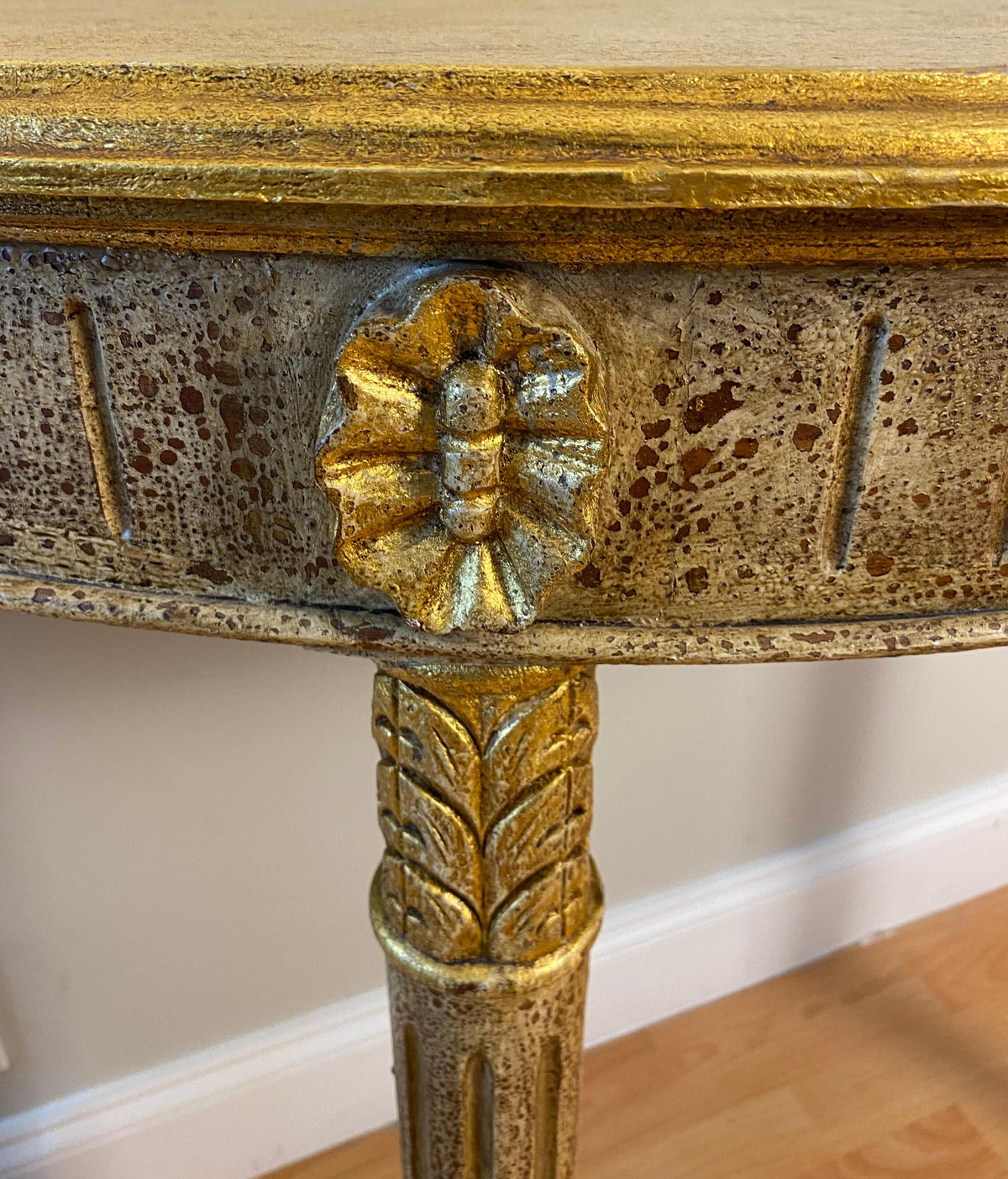 Hollywood Regency Style Half Moon Console Table — detail 6