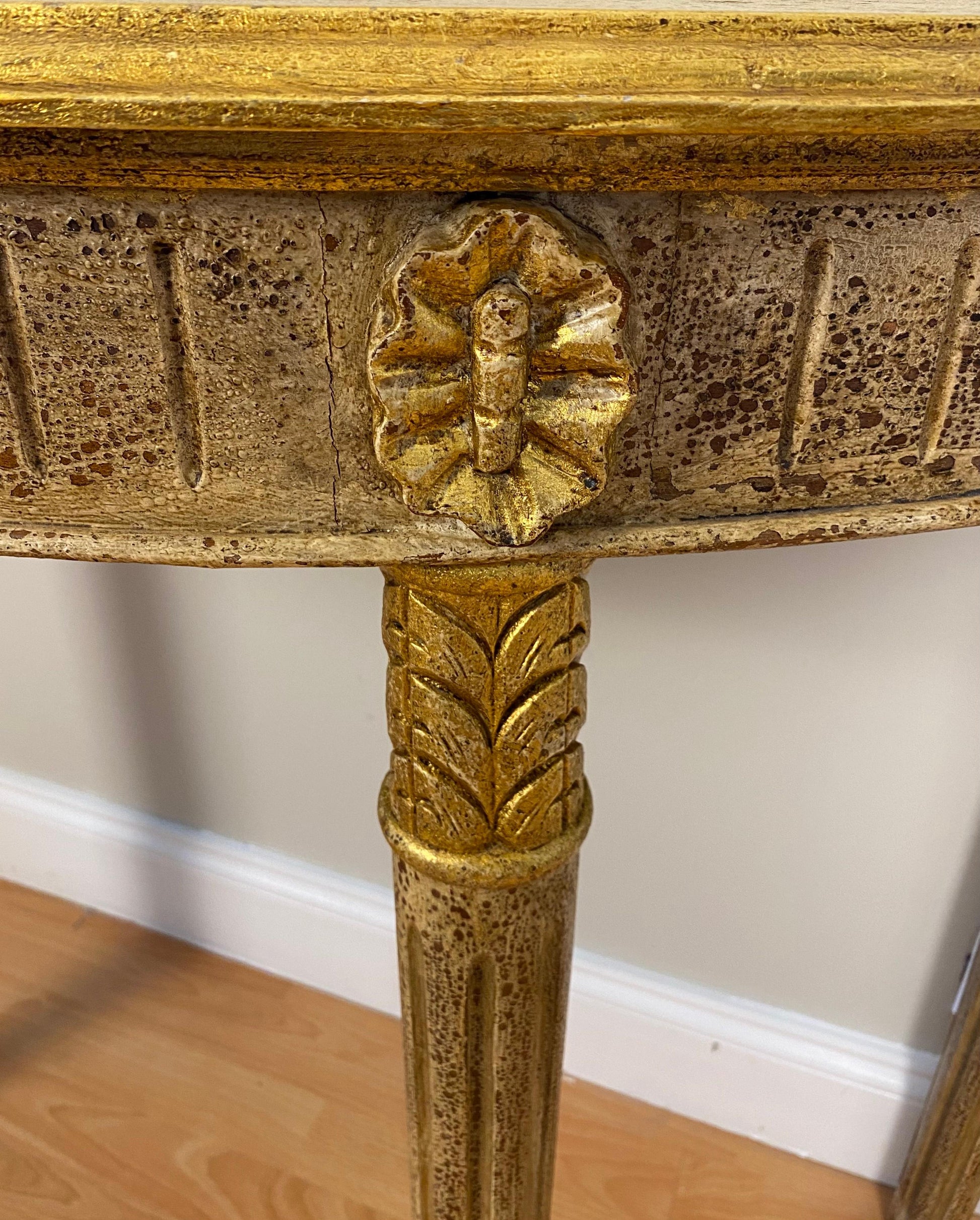 Hollywood Regency Style Half Moon Console Table — detail 8