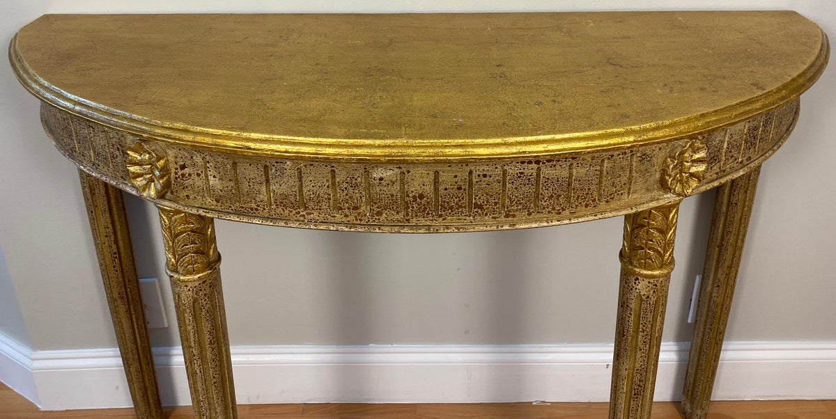 Hollywood Regency Style Half Moon Console Table — detail 3