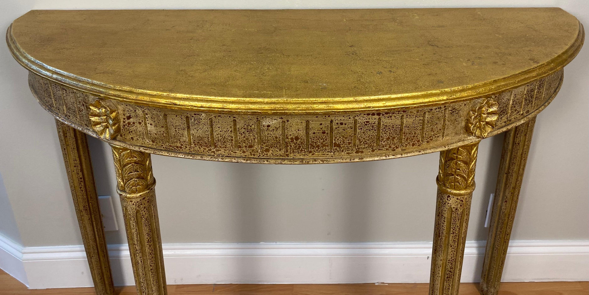 Hollywood Regency Style Half Moon Console Table — detail 3