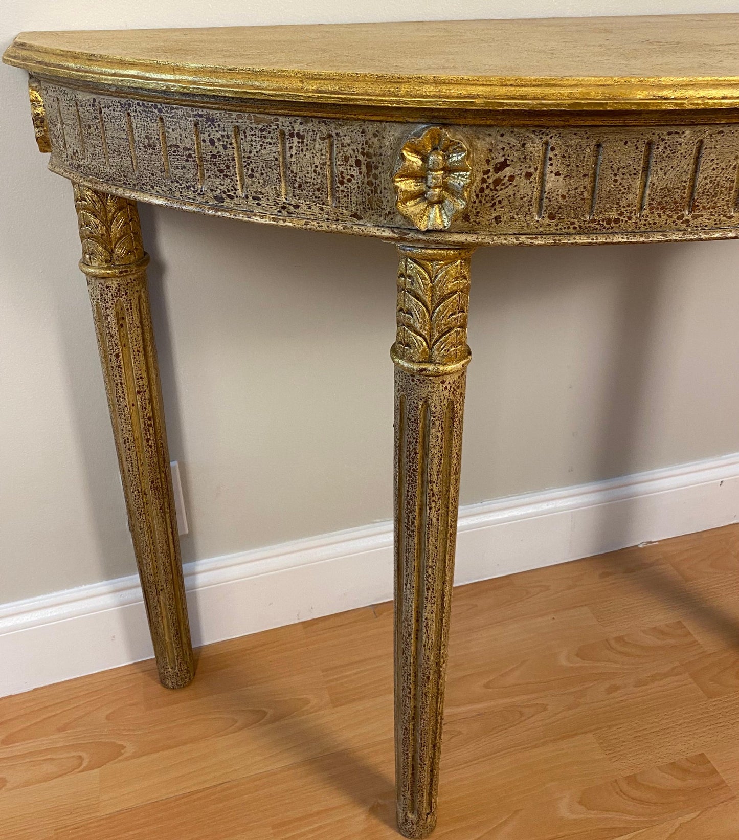 Hollywood Regency Style Half Moon Console Table — detail 4