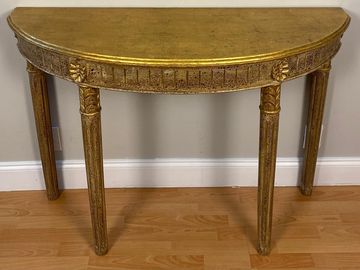 Hollywood Regency Style Half Moon Console Table — detail 9