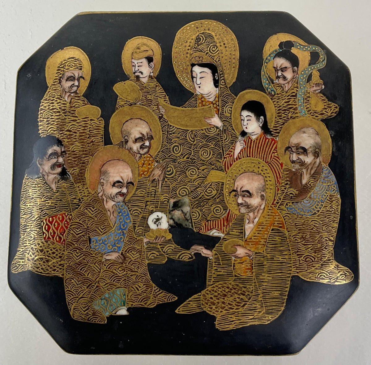 19th Century Japanese Satsuma Lidded Box, Meiji — detail 4