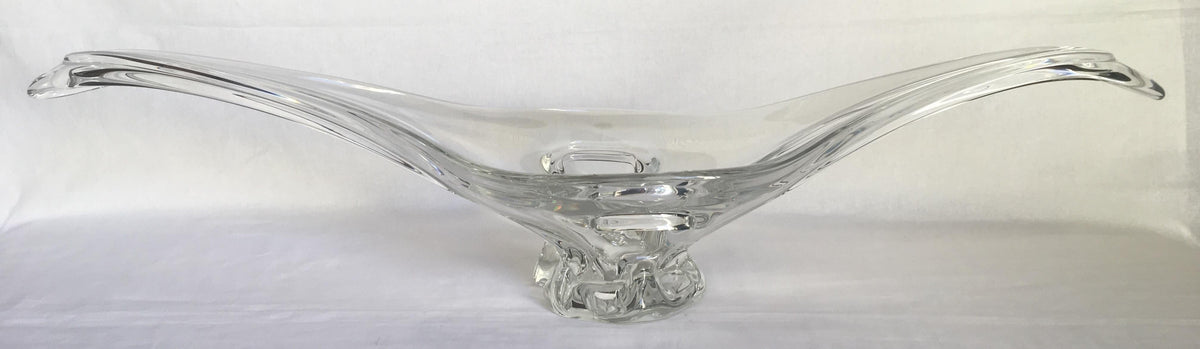 Sevres French Clear Crystal Sculptural Art Glass Centerpiece, Signed — detail 2
