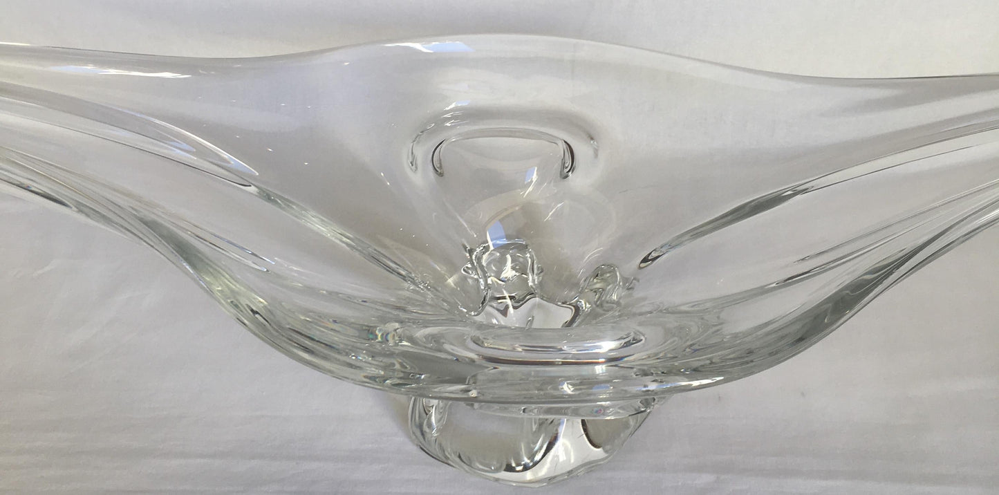 Sevres French Clear Crystal Sculptural Art Glass Centerpiece, Signed — detail 3