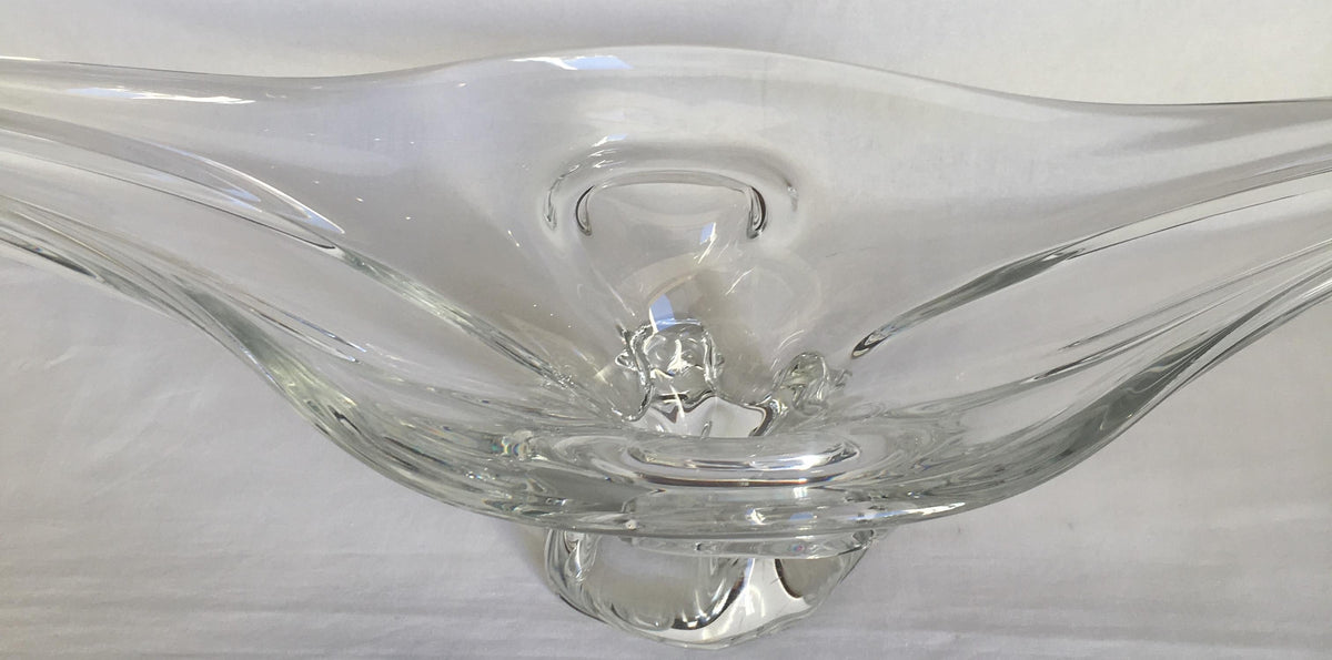 Sevres French Clear Crystal Sculptural Art Glass Centerpiece, Signed — detail 3