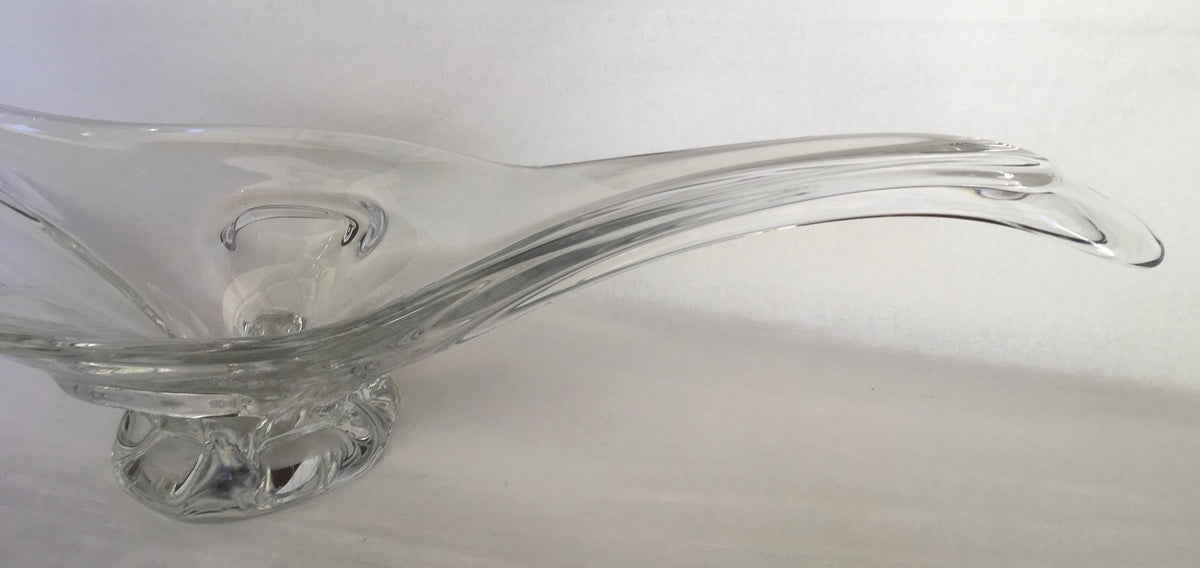 Sevres French Clear Crystal Sculptural Art Glass Centerpiece, Signed — detail 8