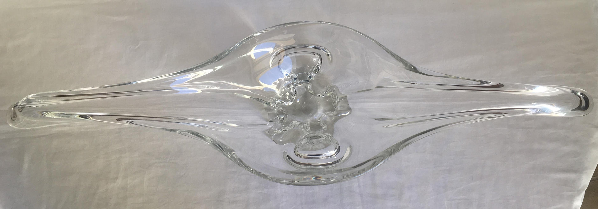 Sevres French Clear Crystal Sculptural Art Glass Centerpiece, Signed — detail 9