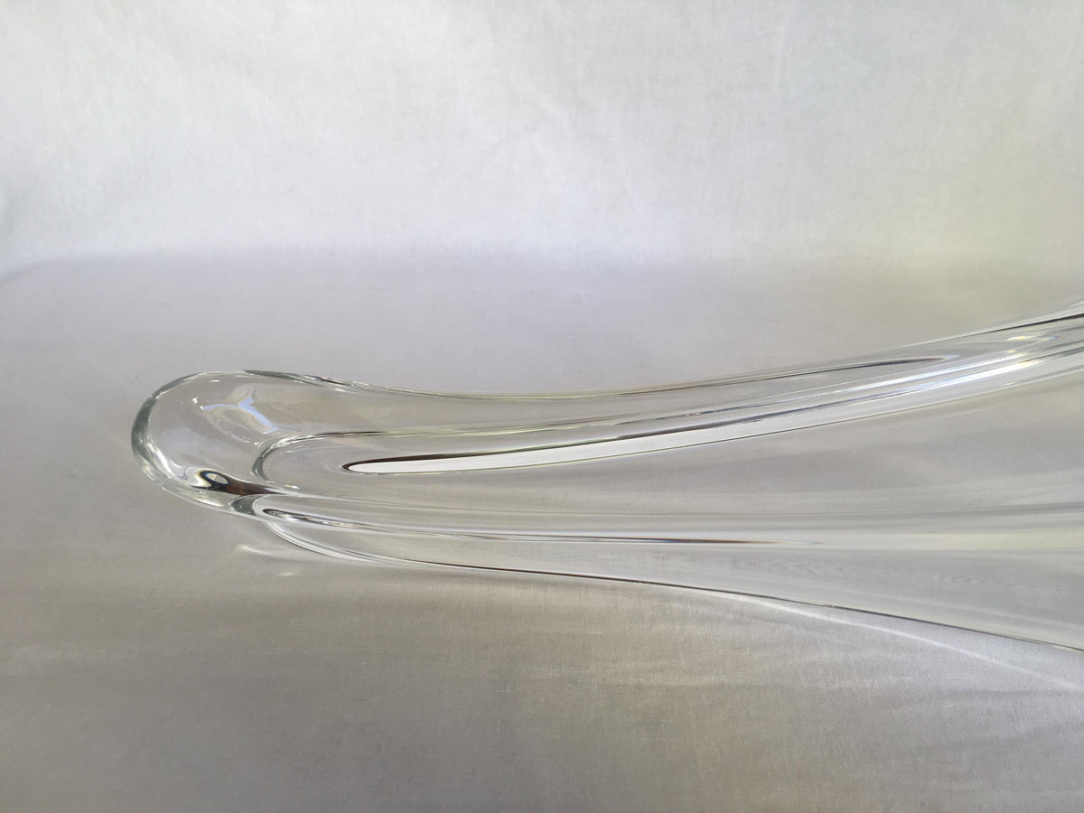 Sevres French Clear Crystal Sculptural Art Glass Centerpiece, Signed — detail 10