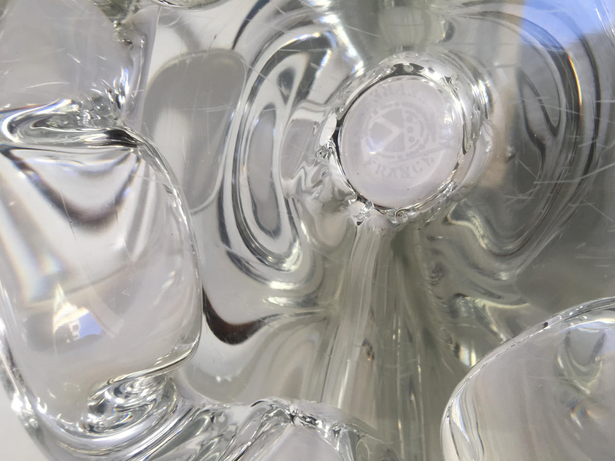 Sevres French Clear Crystal Sculptural Art Glass Centerpiece, Signed — detail 5