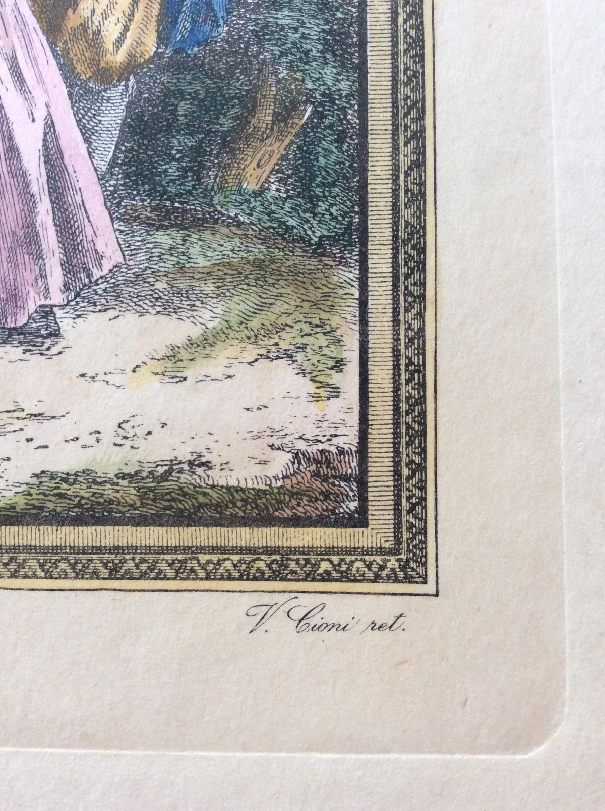 Late 18th Century Neoclassical French Fashion Engraving Print, François Boucher — detail 4
