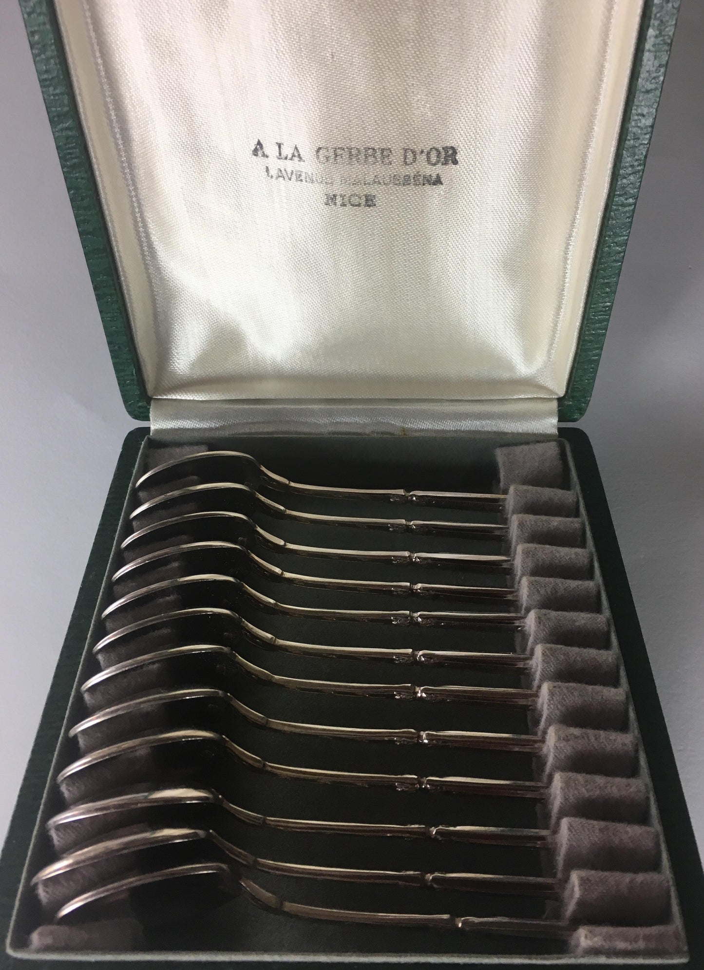 French Sterling Silver Spoons Set of 12, Antique Tea, Coffee or Dessert Spoons — detail 3