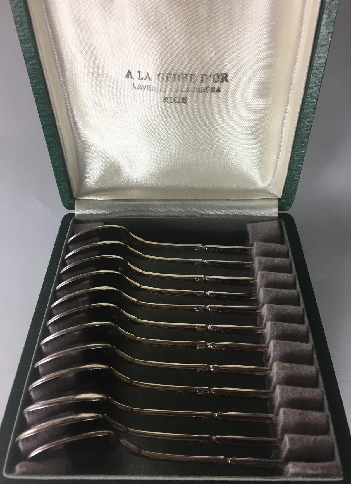 French Sterling Silver Spoons Set of 12, Antique Tea, Coffee or Dessert Spoons — detail 3