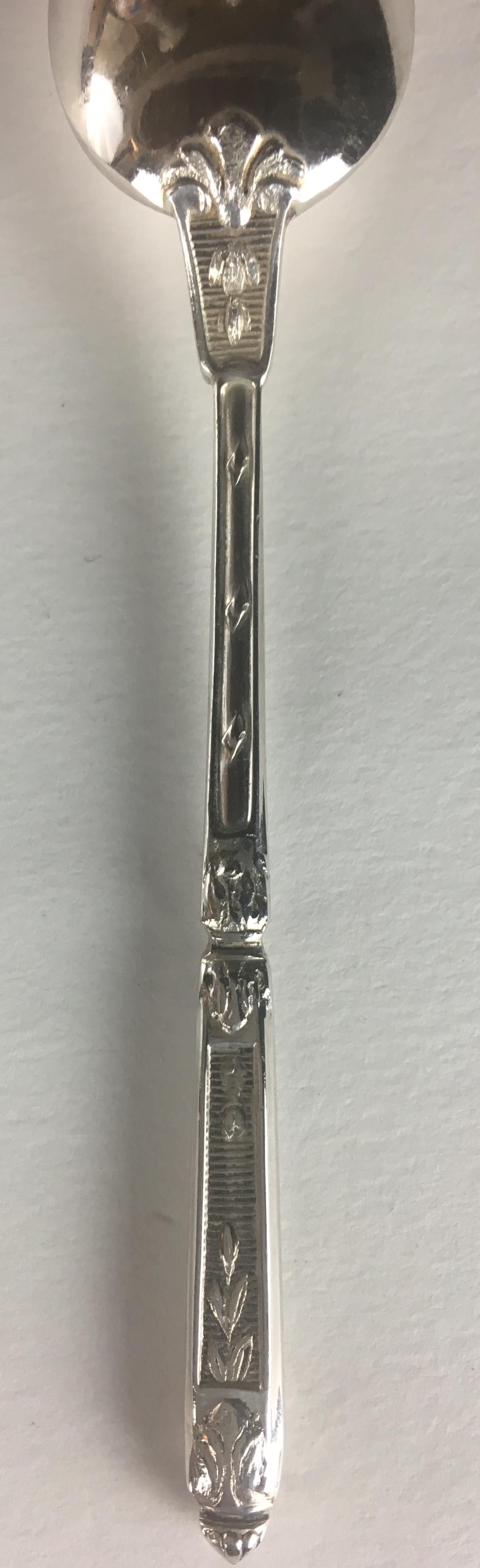 French Sterling Silver Spoons Set of 12, Antique Tea, Coffee or Dessert Spoons — detail 4
