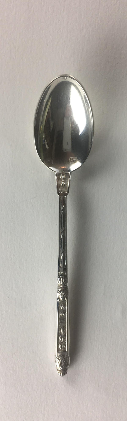 French Sterling Silver Spoons Set of 12, Antique Tea, Coffee or Dessert Spoons — detail 2