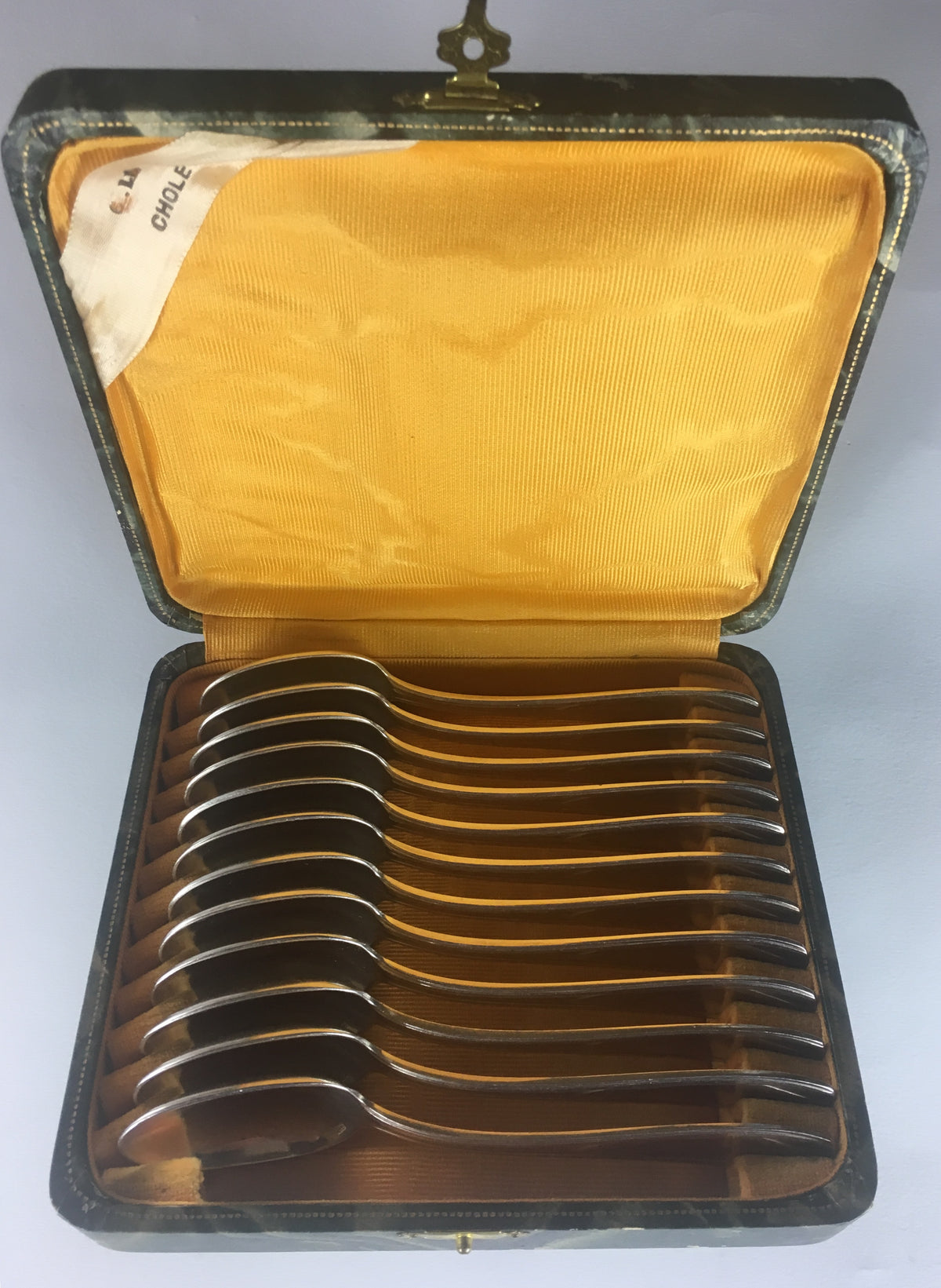 French Art Deco Silver Plated Tea Spoon Set of 12 with Original Box — detail 3