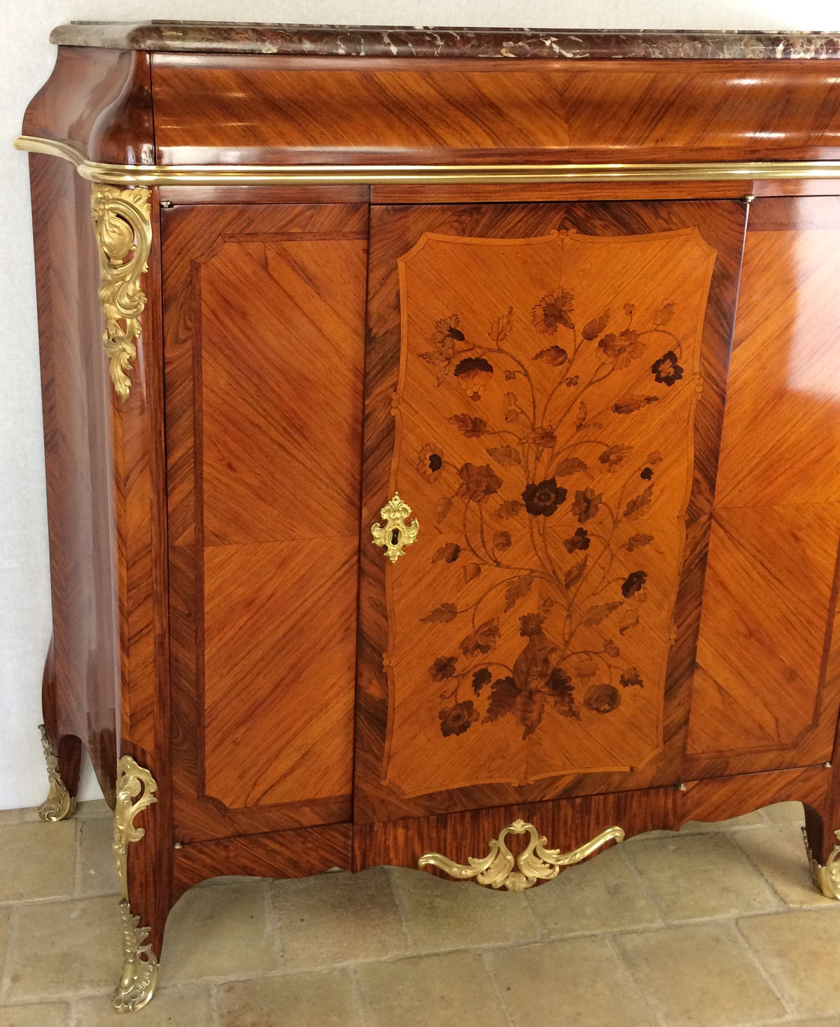 French 19th Century Louis XV Style Marquetry Cabinet manner of Paul Sormani — detail 10