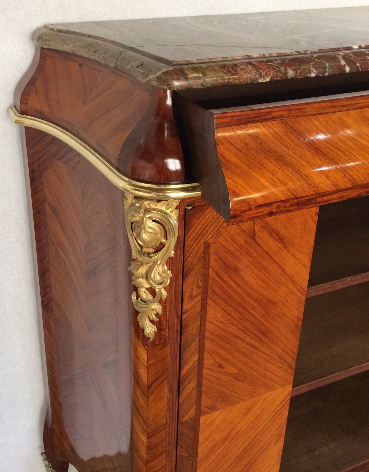 French 19th Century Louis XV Style Marquetry Cabinet manner of Paul Sormani — detail 5