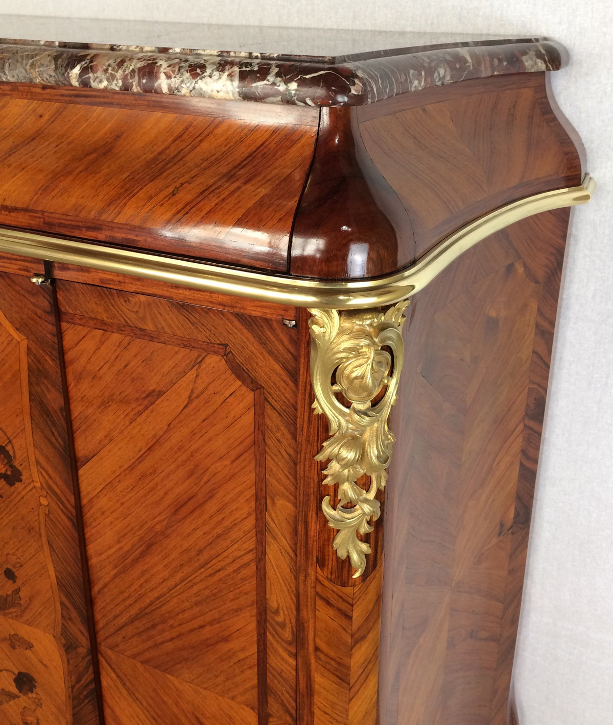 French 19th Century Louis XV Style Marquetry Cabinet manner of Paul Sormani — detail 4