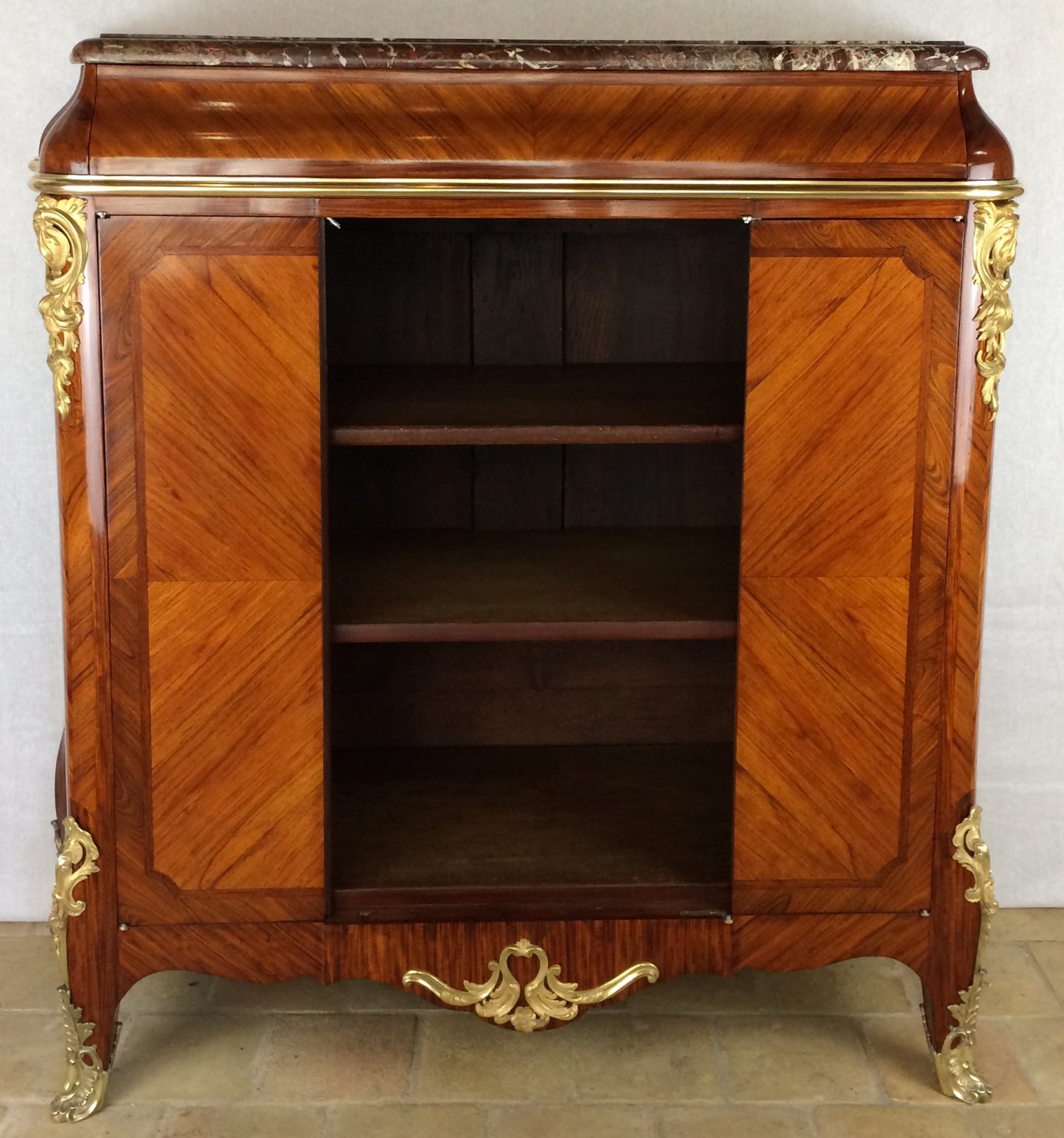 French 19th Century Louis XV Style Marquetry Cabinet manner of Paul Sormani — detail 3