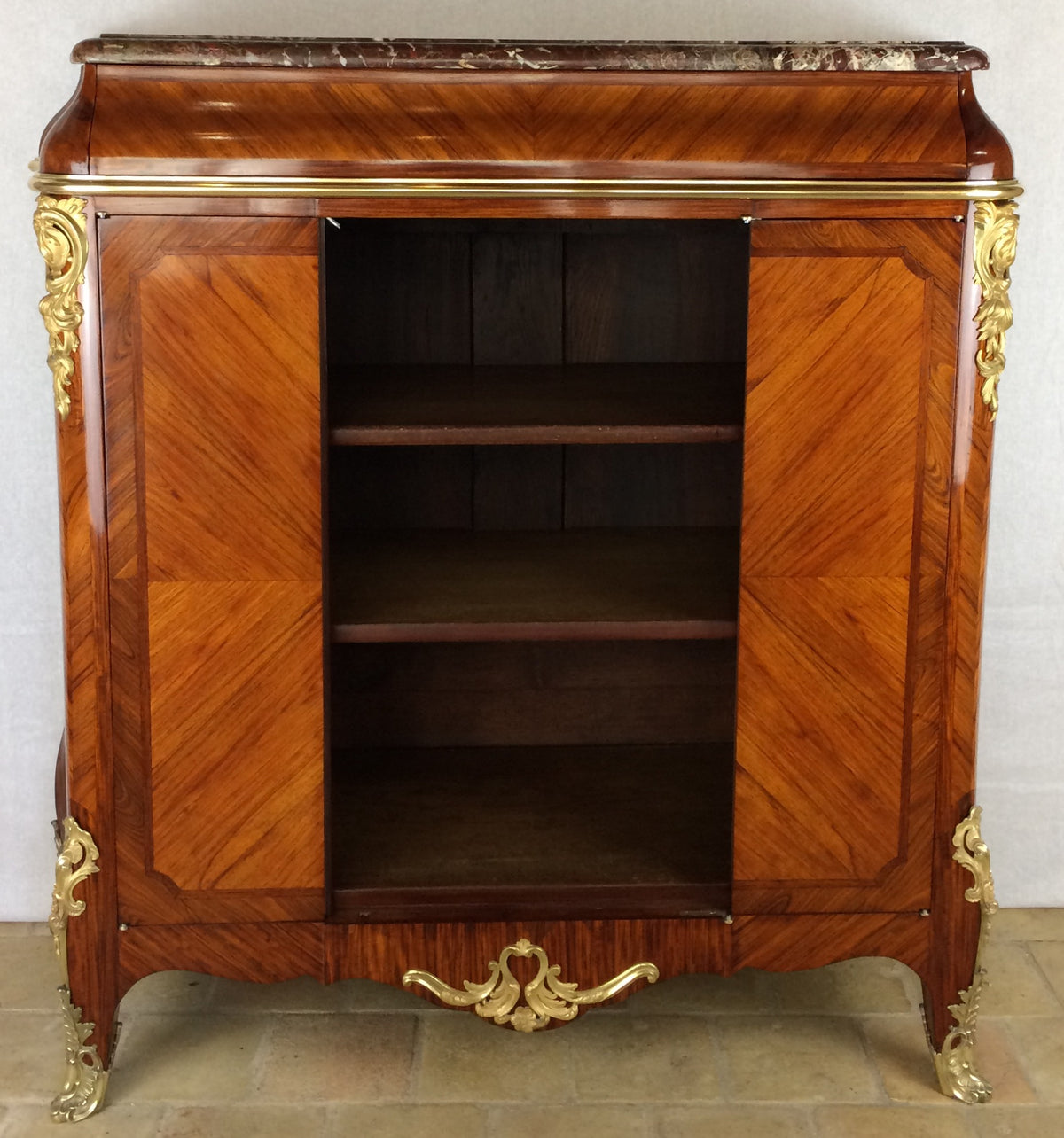 French 19th Century Louis XV Style Marquetry Cabinet manner of Paul Sormani — detail 3