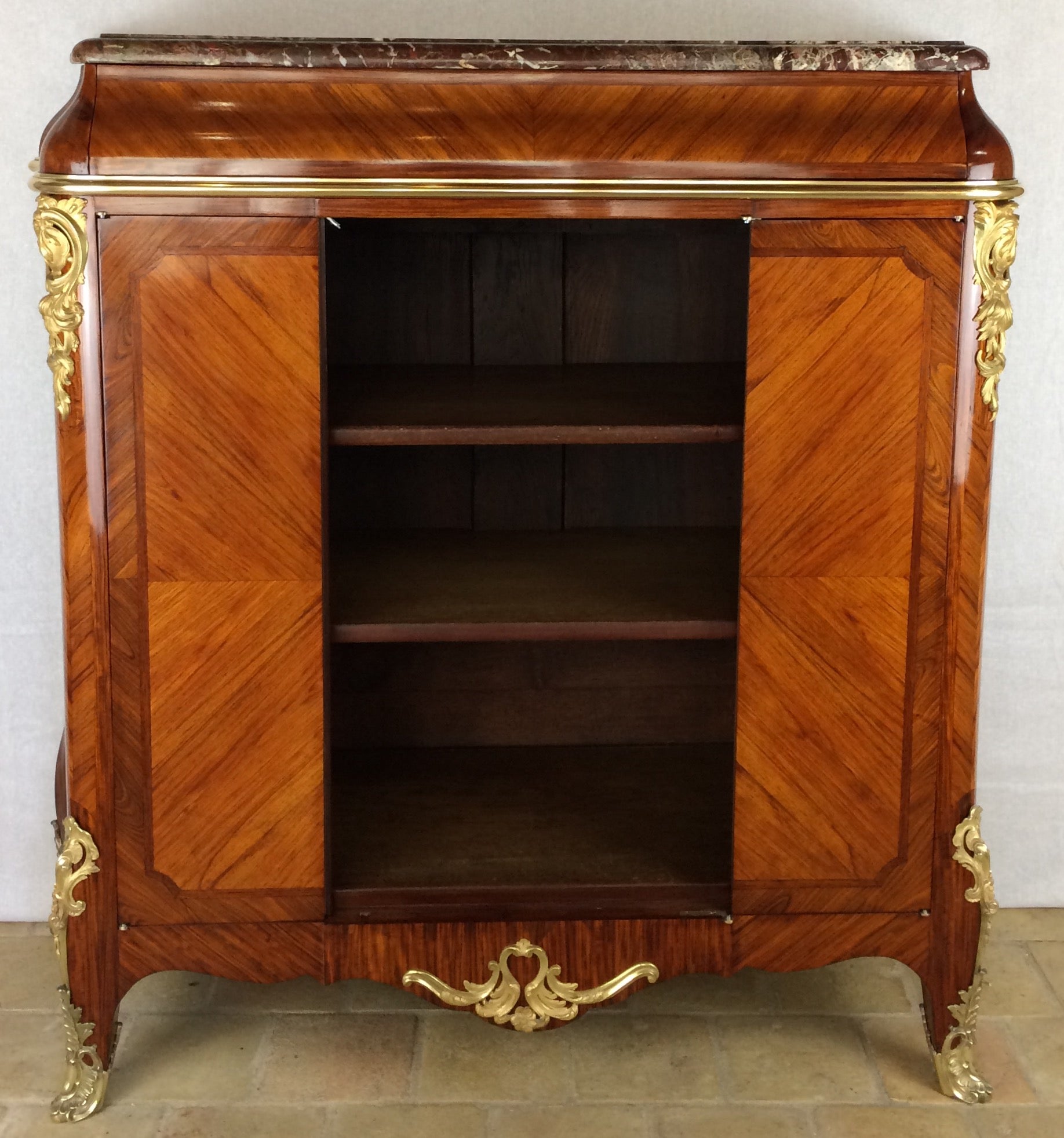 French 19th Century Louis XV Style Marquetry Cabinet manner of Paul Sormani — detail 3