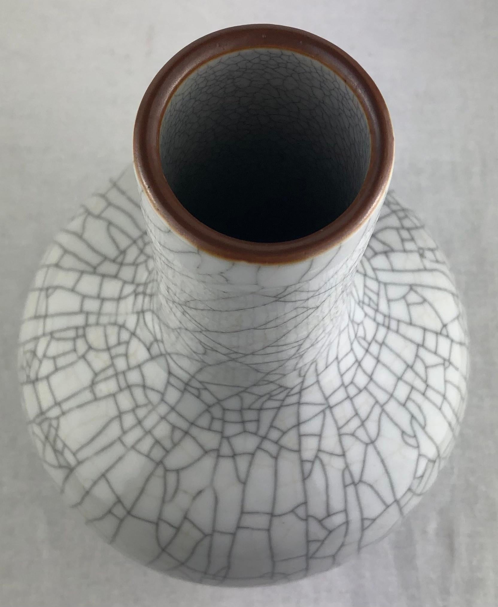 Saint Clement Style Crackle Finish Ceramic Vase — detail 2