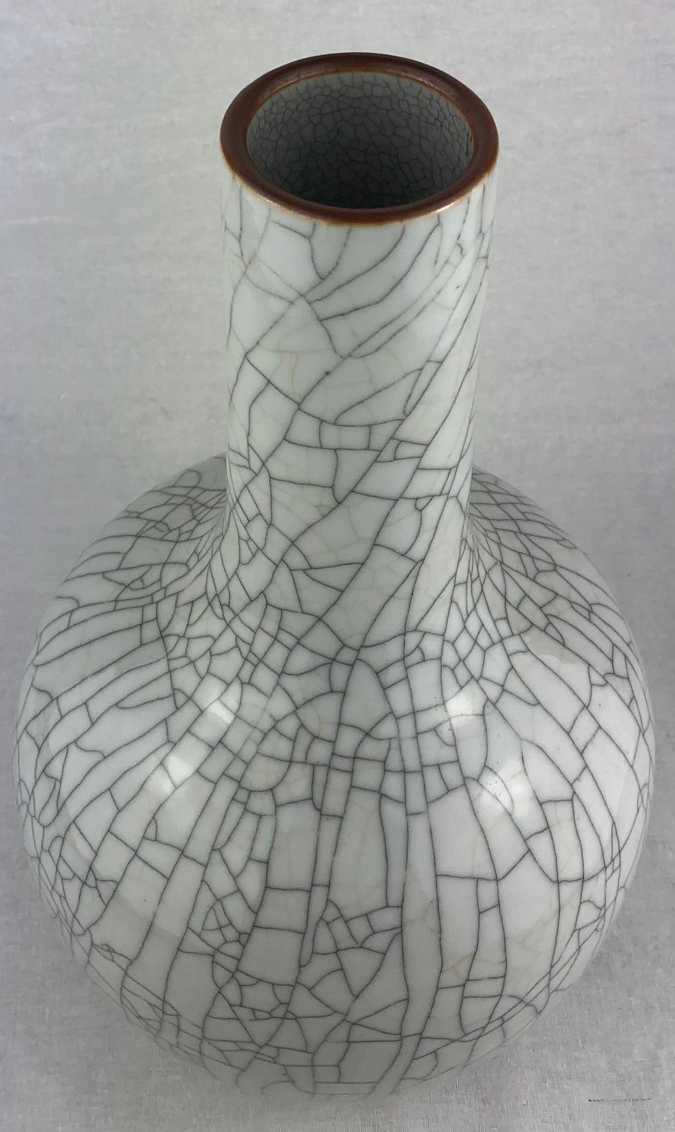 Saint Clement Style Crackle Finish Ceramic Vase — detail 4